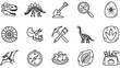 © OMESA - Set of dinosaur and paleontology icons featuring fossils and prehistoric exploration tools