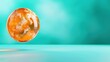 © savittree - Orange marble with abstract patterns floating above a serene turquoise background for creative design use