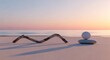 © Sa - Zen stones and driftwood on a peaceful sandy beach