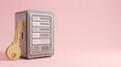 © 正行 髙橋 - Minimalist 3D papercraft style server rack protected by a large key