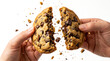 © Taras Yasinski - Studio shot of chocolate chip cookie breaking with melted chunks