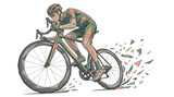 Road Cyclist on Racing Bicycle Low Poly Geometric Line Art Isolated on Transparent Background