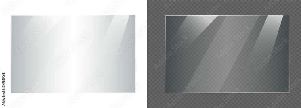 Abstract Shiny Rectangle Rectangle Clear Glass Panel Overlay Texture with Realistic Glossy ...