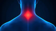 © AMELLIA - Human Anatomy Neck Pain Red Glow Medical Illustration - Upper Spine Discomfort