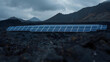 © ODHIAZHAR - Futuristic Solar Panel Array in Stark, Volcanic Landscape Under Moody Sky