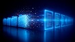 © resky - Digital folders converting into glowing electronic documents and data particles representing file management and cloud computing