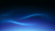 © Russell Edwards  - Abstract blue glowing particle wave on dark background. Digital audio frequency or dynamic dust wave concept. Modern technological wallpaper, fluid motion, technology, or high-tech data visualization.