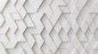 © adi - A modern, minimalist 3D background featuring a harmonious grid of perfectly balanced white interlocking rhombus geometric shapes.