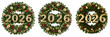© Md Shakib - Set of Luxury Christmas wreath 2026 decorated with sparkling gold ornaments on transparent png background. Ai generated