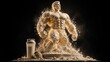 © Aleksandr - Vanilla Protein Powder Creating Powerful Muscular Athlete Fitness Concept