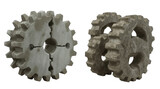 Two Weathered Stone Gear Wheels for Industrial Concept
