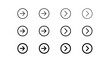 © MDSHOHIDUL - Various black circular arrow icons for application design with navigation interface direction collection pointing