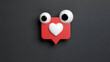 © LAILY - Red social media notification like icon with googly eyes on dark background