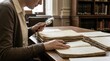 © rookielion - Archival Research: Library researcher exploring archival collections in a heritage reading room