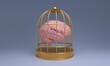 © Westend61 - A pink human brain is trapped inside a golden cage