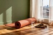 © fw - Yoga mat and slippers by sunlit window