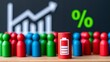 © Yuparet - Emotional KPI System, performance pressure, emotional metrics, employee evaluation, Colorful Wooden Figures Representing Workforce Growth in a Business Environment with Battery Icon