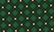 © zainuddin - Christmas rhombus seamless pattern. Xmas plaid texture with gold line and stars. Green argyle geometric diamond abstract pattern. Christmas wrapping. Vector illustration isolated on green background.
