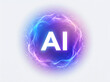 © Md - Artificial Intelligence AI Text Logo with Glowing Neon Circular Effect