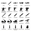 © MdAkramulHaque - Anti-tank weapon icon set featuring rpg-7, at4, carl gustaf, nlaw, javelin, m270 mlrs, himars, 9k115 metis, 9m133 kornet, tow laun