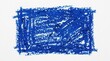 © Nats - Dry pastel texture blue crayon lines in a rectangular shape on white.