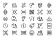 © UTTOM - Set of thin line icons representing barcode scanners qr codes inventory management and retail technology solutions