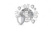 © Alan - Digital security concept with global network and shields protecting data.
