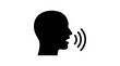 © Wajahat - Human profile silhouette featuring an open mouth with sound waves isolated on a white background