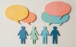 © YiuCheung - Four colorful paper cutouts of people with speech bubbles above them.