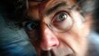 © tawat - Close up portrait of man with glasses featuring intense staring eyes and radial light effect