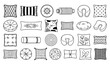© MSTROTNA - Pillow Icon Set with Cushion, Bolster, and Decorative Patterned Pillows in Hand Drawn Outline Style for Home and Interior Designs