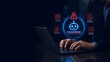 © Home Stock - Businessman using laptop experiencing AI hallucination error warnings regarding fake news broken data and incorrect information from unreliable artificial intelligence