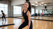 © Hiiro-Studio - Happy Asian woman sweating during fitness dance workout in gym