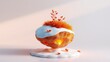 © antishock - Stylized glowing orb rests upon base. Orange foliage sprouts from snowy peak. Soft lighting creates dreamy atmosphere.