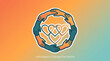 © Muhammad - Diverse hands joining together creating circular heart pattern symbolizing global unity with against gradient background stylized graphic multiple around interlocking heart