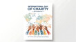 © MDZAHIDHASASN - International day of charity poster featuring diverse raised hands and watercolor world map illustration concept