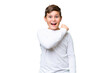 © luismolinero - Little caucasian kid over isolated chroma key background celebrating a victory