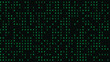 © MdNizam - Binary code green matrix data scrolling on black background for cybersecurity technology art.