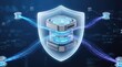 © Chiam - A futuristic shield symbolizing data protection with connected databases in a digital environment.