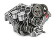 © twilight mist - Detailed 3D Cutaway View of a Modern Internal Combustion Car Engine with Pistons and Gears Isolated on White