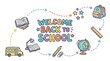 © SAE Stock - Colorful illustration of hand drawn welcome back to school banner on white background