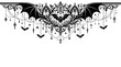© shaun - Halloween border Gothic bat border vector, ornate halloween filigree header, black damask vampire decorative element, spooky victorian scrollwork isolated on White Background svg