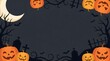 © Nazmul - A festive and spooky happy halloween illustration featuring carved jack o lanterns and a crescent moon