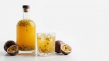 Refreshing passion fruit drink with whole fruits and ice