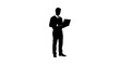 © Nasokon - A businessman holding a laptop is depicted in a black silhouette