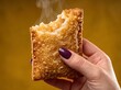 © Willy AS - Woman Holding Fresh Hot Crispy Fried Fruit Pie Dessert with Steam