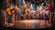 © musa - Vibrant Stage Performance with Colorful Decorations and Audience.