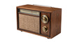 © mehwish bibi - Vintage wooden radio with brass knobs, retro analog transistor receiver, classic mid-century audio equipment for home decor isolated PNG with Transparent Background