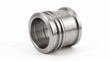© SSCreations - Polished stainless steel cylindrical machine part featuring precision grooves isolated on a clean white studio background
