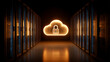 © Benjamin - A locked cloud stands between server racks representing secure cloud storage and protected data infrastructure.